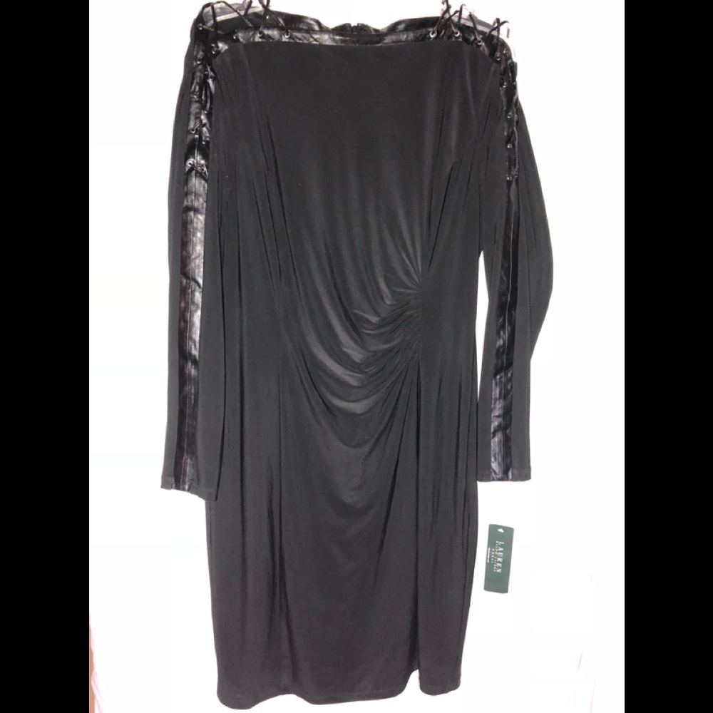 Ralph Lauren Black Sleeve Lace Up Dress